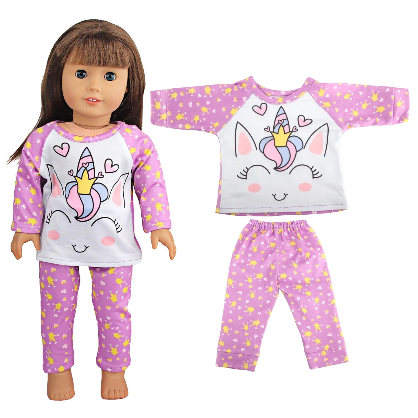 Doll Clothes Pajamas  For 43cm Baby New Born&American 18 Inch Girl Doll Unicorn Shark Cartoon Clothes Suit For Generation Doll