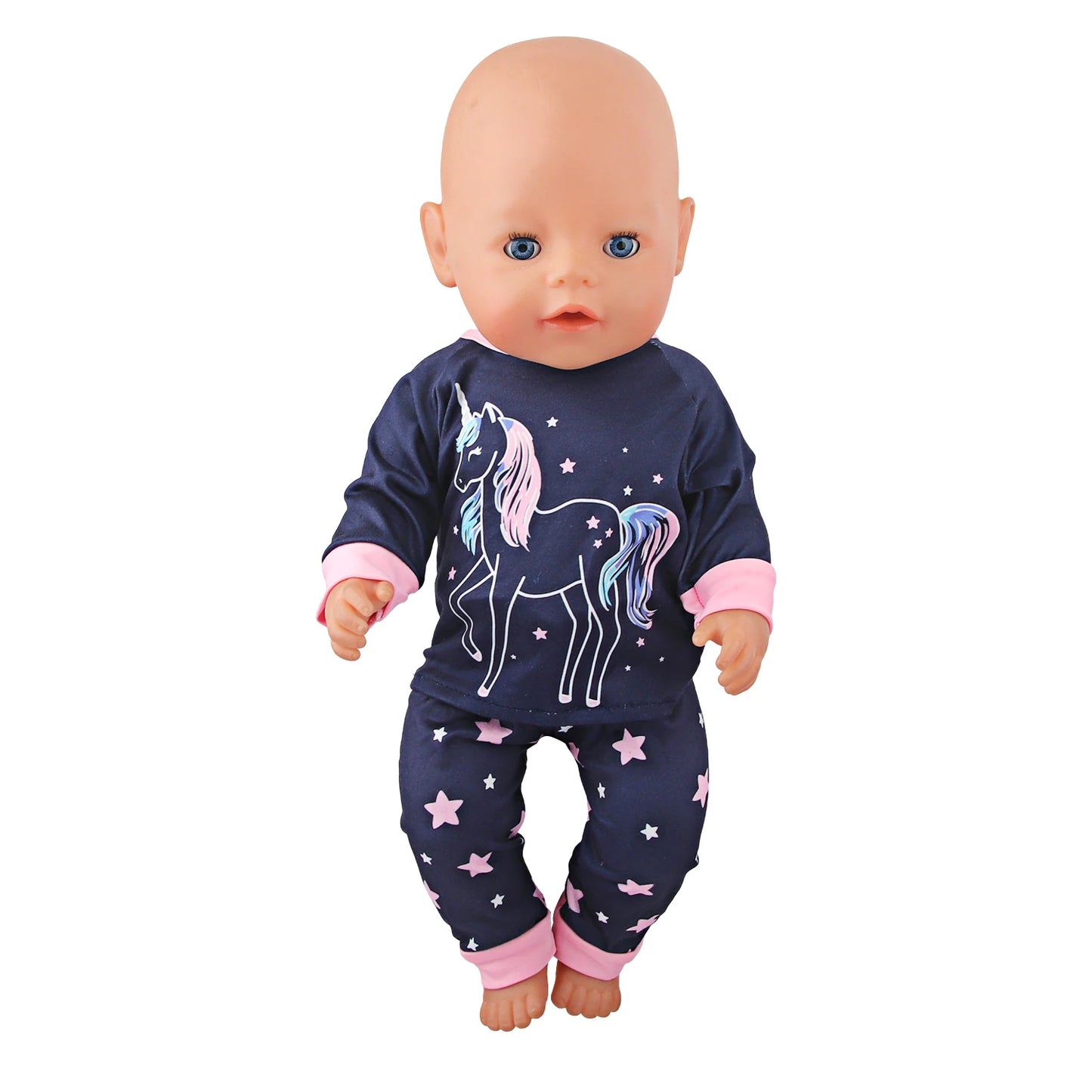 Doll Clothes Pajamas  For 43cm Baby New Born&American 18 Inch Girl Doll Unicorn Shark Cartoon Clothes Suit For Generation Doll