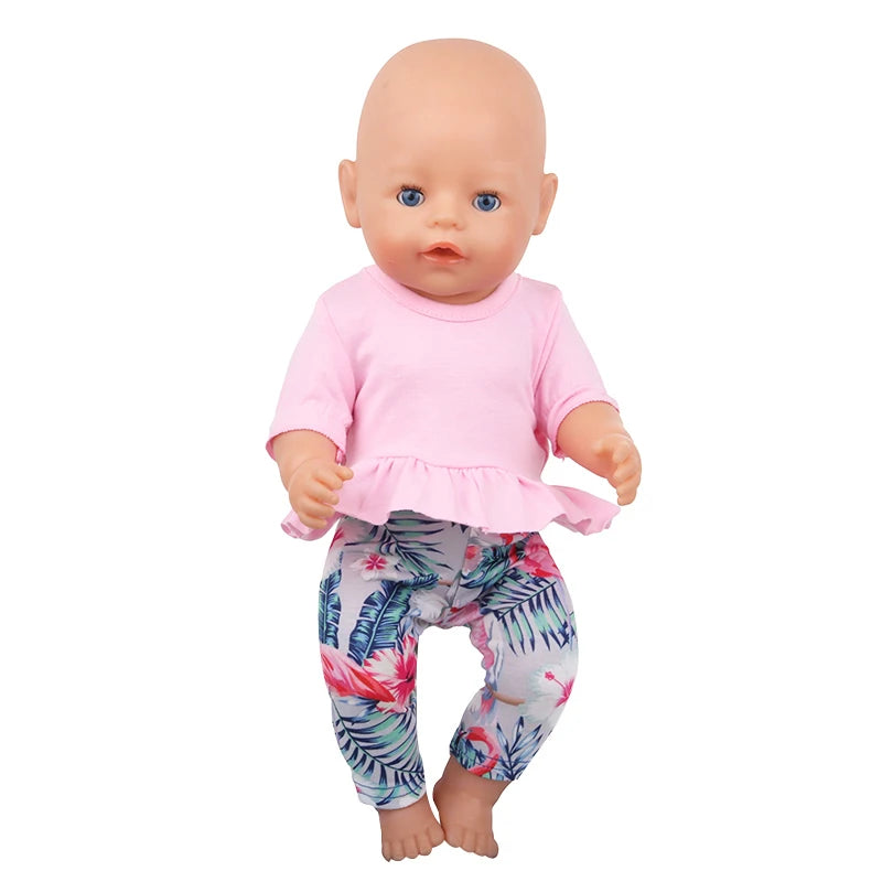 Doll Clothes Pajamas  For 43cm Baby New Born&American 18 Inch Girl Doll Unicorn Shark Cartoon Clothes Suit For Generation Doll