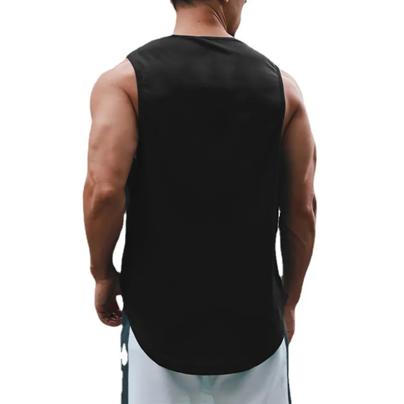 Summer Men's Gym Tank Top Fitness Training Clothing Quick-drying Loose Bodybuilding Sleeveless Shirt Men Fashion Basketball Vest