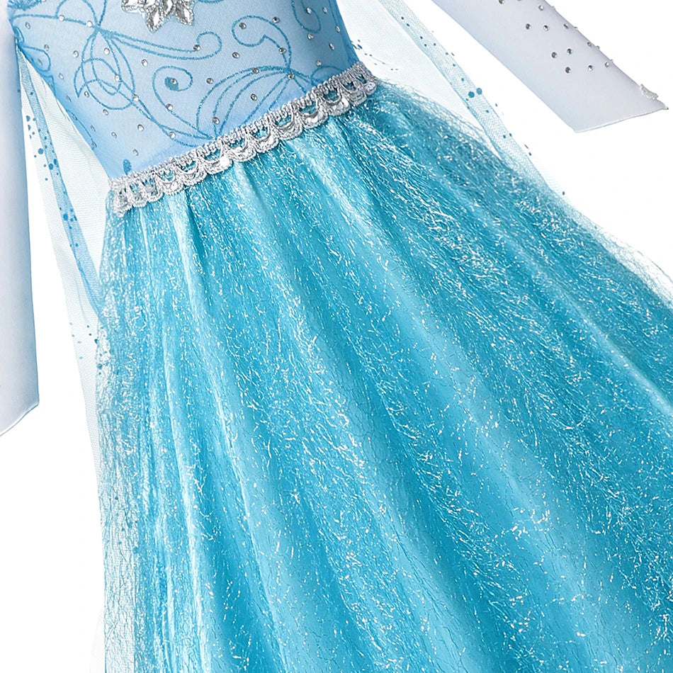 Fancy Queen Elsa Anna Costume Girls Princess Dress Toddler Halloween Cosplay Party Vesidos For 2-10 Years