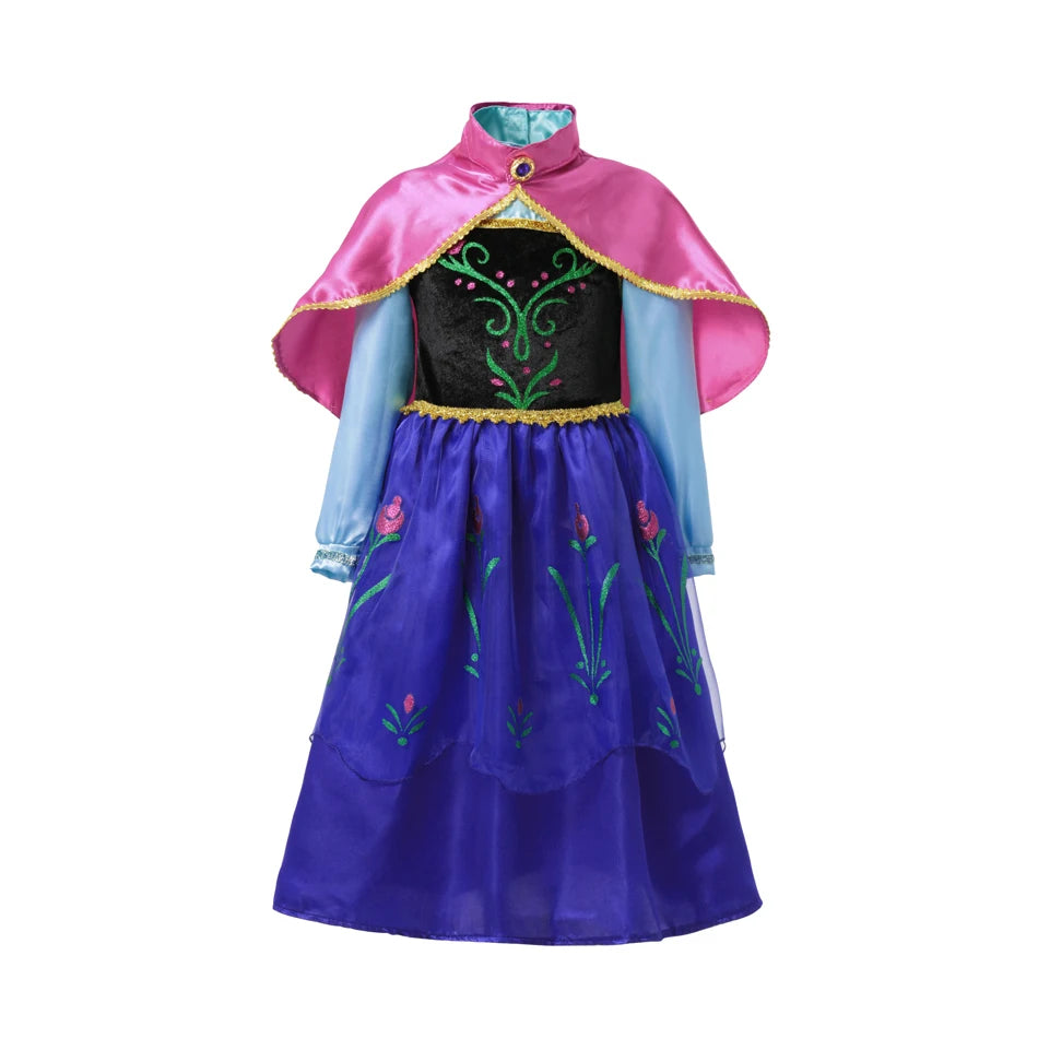 Fancy Queen Elsa Anna Costume Girls Princess Dress Toddler Halloween Cosplay Party Vesidos For 2-10 Years