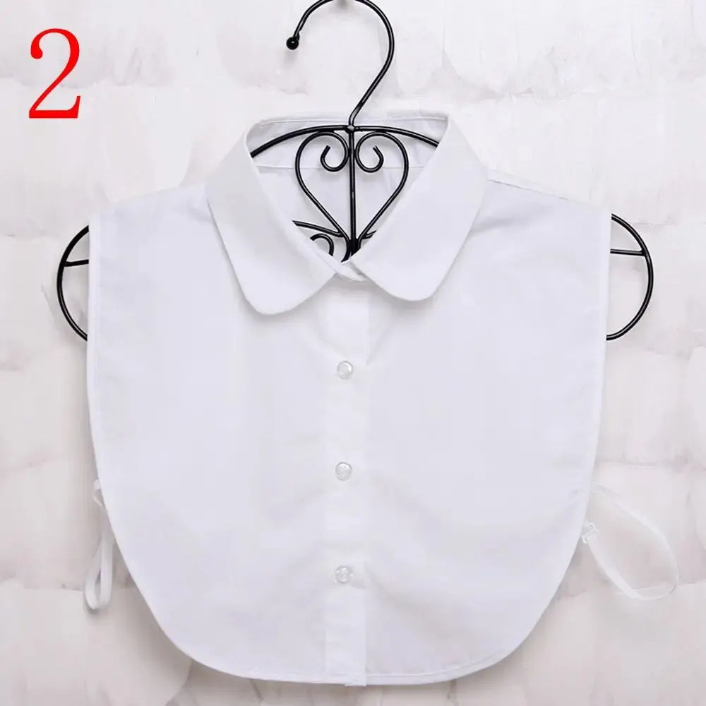 Women Cotton Crystal Fake Collar Blouse Vintage Solid Detachable Shirt Collar False Lapel Blouse Top Women Clothes Accessories