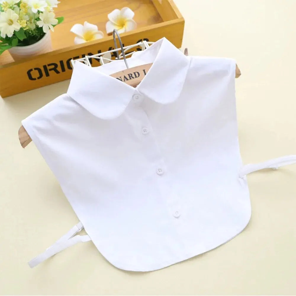 Women Cotton Crystal Fake Collar Blouse Vintage Solid Detachable Shirt Collar False Lapel Blouse Top Women Clothes Accessories